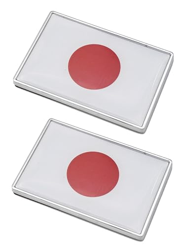 Image of 2 Pcs 3D Japan Japanese Flag Metal Car Stickers Chrome Decals,2.3 x 1.6 Inch Metal Truck Stickers,Patriotic Car Motorcycle Emblem.