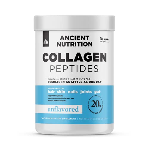 Collagen Peptides by Ancient Nutrition, Collagen Peptides Powder, Unflavored Hydrolyzed Collagen, Supports Healthy Skin, Joints, Gut, Keto and Paleo Friendly, 36 Servings, 20g Collagen per Serving