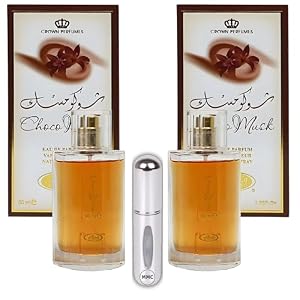 2 x Choco Musk 50ml Eau de Parfum Spray – Arabic Scents for Women & Men – Includes a Mini Travel Atomiser, Ideal for Vanilla & Chocolate ScentLovers