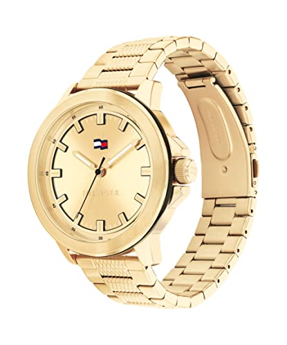Image of Tommy Hilfiger Nelson Quartz Basic Light Gold Dial Gold Stainless Steel Strap Analog Watch for Men