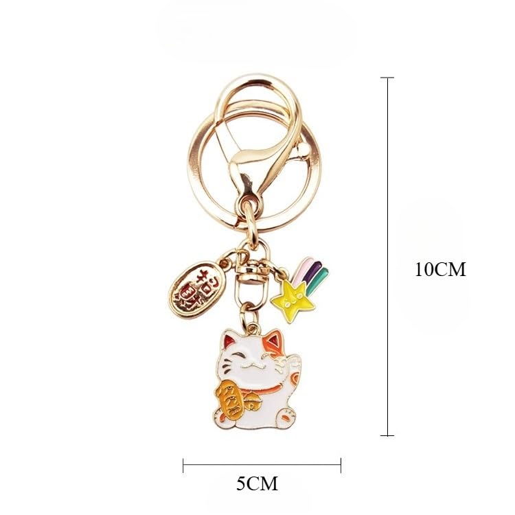 Lucky Cat Keychain Double Layer Large Capacity Messenger Bag Crossbody Leather Bag Retro Anti Theft Bag Hobo Strap BGUS-08-43