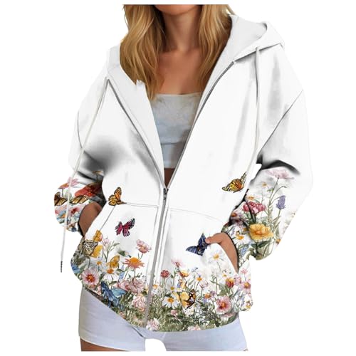 Sweatshirt Femmes Hiver Décontracté Imprimé ，Hoodies Fleece Hiver Mode，Sweat Capuche zippé en Polaire Femme，Veste Capuche Fourrée Blouson Doublé...