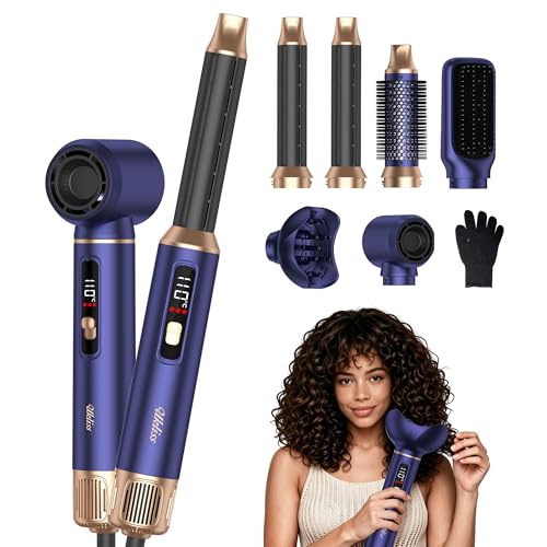 UKLISS Seche Cheveux Hair Styler 6 en 1,Diffuseur Cheveux Bouclés, Fer à Boucler à Air de 30 mm,LCD Affichage de la Température,Air Styler Multifonctionnel...