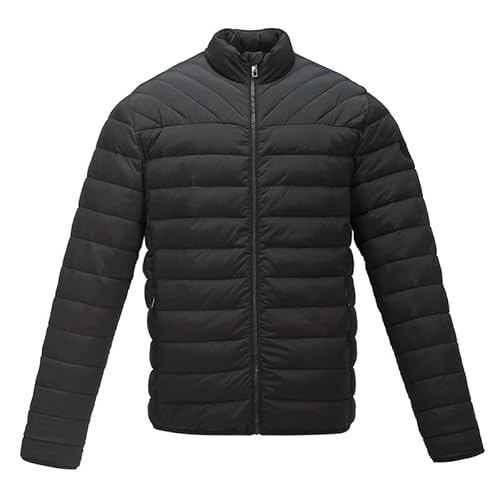 WAIDFU Vestes d'hiver légères en coton pour homme - Vestes bouffantes décontractées - Manteaux noirs Cover