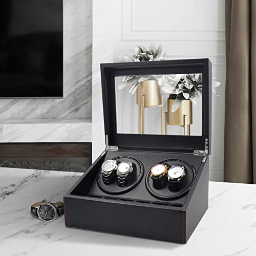 Zoejoe Automatic Watch Winders For Men's And Women's Watches With 4 Winding Positions And 6 Storage Case Black And Fiber #TOP1