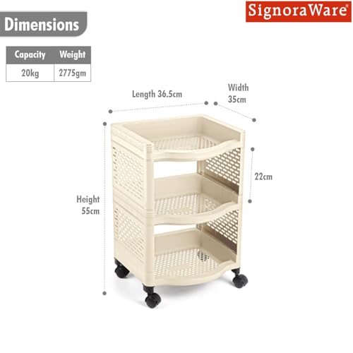 Image of SignoraWare Smart BPA Free Plastic Organiser | Modular Design | Designed to fit on countertops | Easy to Clean | Lightweight & Durable| Ideal for organizing Daily-use Spices (20kg | Setof3 | Beige)