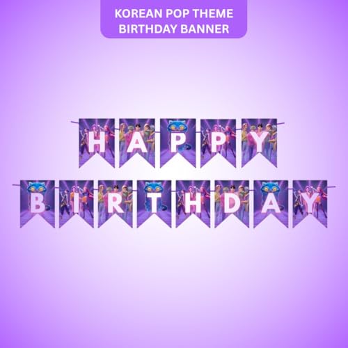 Image of Wanna Party Korean Pop Band Theme Birthday Banner - Korean Pop Party Decoration Banner for Kids, Teens & Fans | Stylish Birthday Backdrop for Celebration Party Supplies