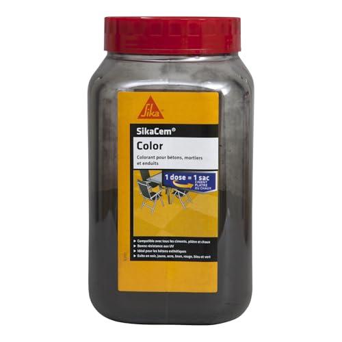 SIKA - Colorant en poudre pour ciment/chaux/plâtre - SikaCem Color Noir - Couleur uniforme - Résistant aux UV - Ne modifie pas le temps de prise des mortiers - Dosage facile - 700g