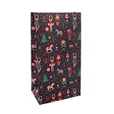 Christmas Favor Bags - 24-Count Christmas Pattern Design with Nutcracker & Ballerina on Dark Green K