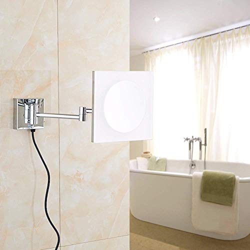 Miroir grossissant 3X JCAKES mural avec prise pour illuminer et faciliter le rasage précis