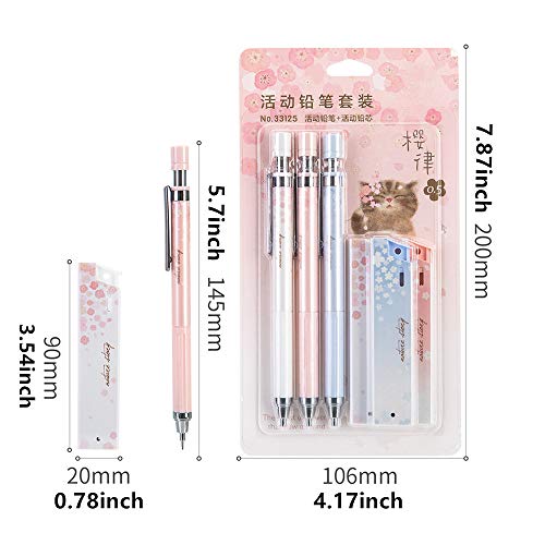 Ipienlee Cherry Mechanical Pencil Set With Lead, 6 Pcs 0.5Mm Mechanical Pencils With 6 Pack Hb Pencil Leads For Writing Draft, Drawing, Sketch, Architecture #TOP1