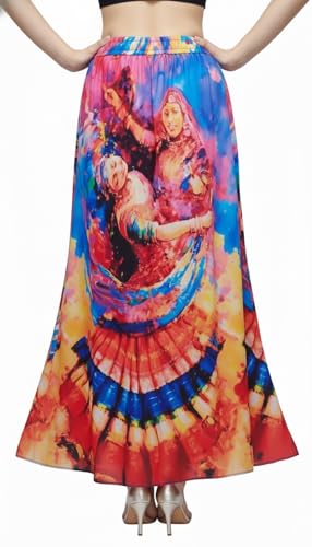 Image of VAGISHA Women's 4-Metre Flared Long Skirt | Skirts for Women Long Length | Long Skirts for Girls | Ethnic & Boho Printed Wear with Elastic Waist | Perfect for Party, Festive & Casual Look