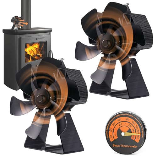 Flanagan 2 ventiladores quemadores de leña, ventilador de estufa de 6 aspas, ventilador grande de 7 pulgadas para quemador de leña/estufa de leña, ventiladores ecológicos no eléctricos, ventilador de