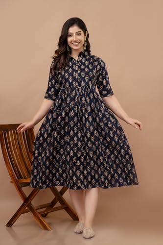 Image of Maternity Feeding Anarkali Kurti Dress for Women | Cotton Nursing Kurta with Both Side Zippers | Pregnancy & Nursing Wear | Comfortable Ethnic