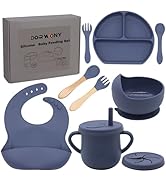 Dormlony 100% Silicone Baby Feeding Set,BPA Free Baby Dishes Set with Suction Bowl Divided Plate,...
