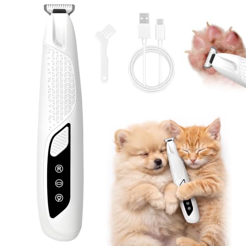 OWill Electric Dog Paw Trimmer Waterproof Rechargeable Pet Paw Hair Trimmer with LED Light Low Noise Shaver for Dogs and Cats Grooming