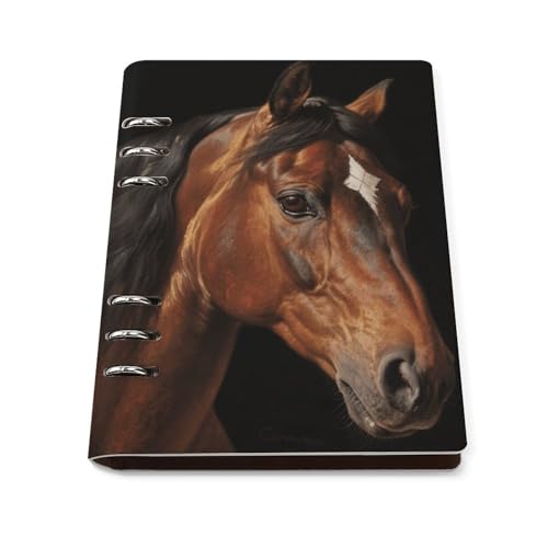 Cuaderno A5 de 6 anillas recargables Brown Horse con cubierta duradera lavable