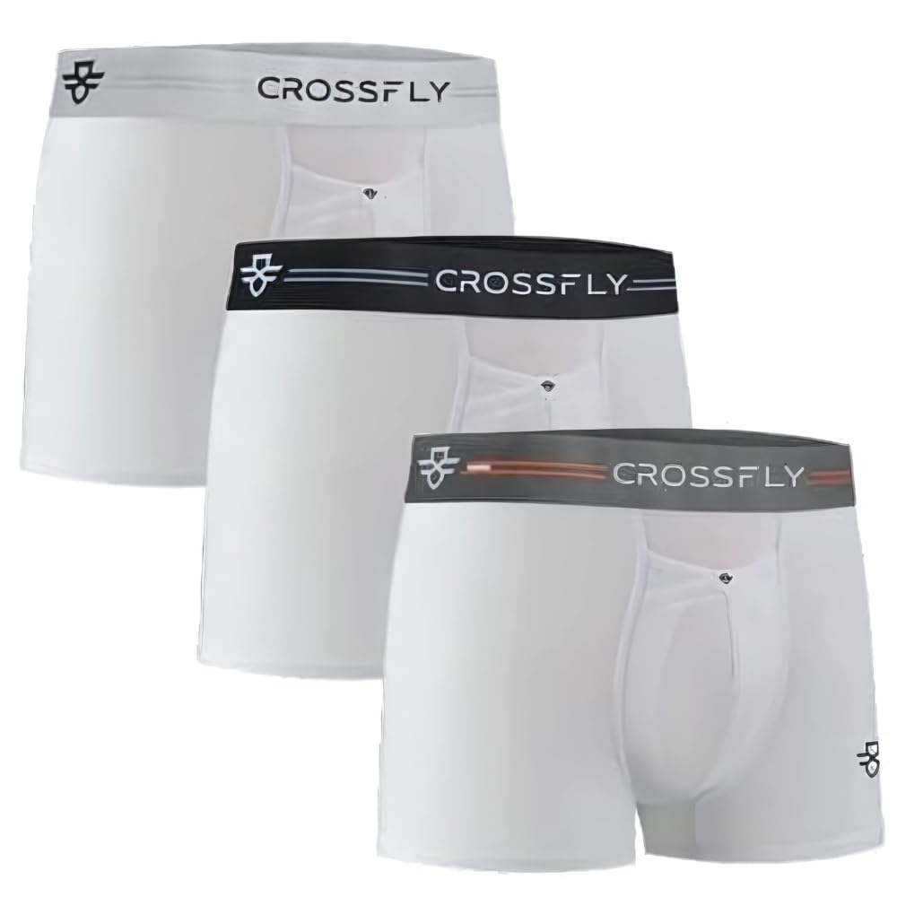Crossfly IKON X 6 TRIO PACK Men’s Underwear Trunk Boxer Briefs, 24 Hour Comfort and Innovative Access, No Chafe, Breathable and Soft