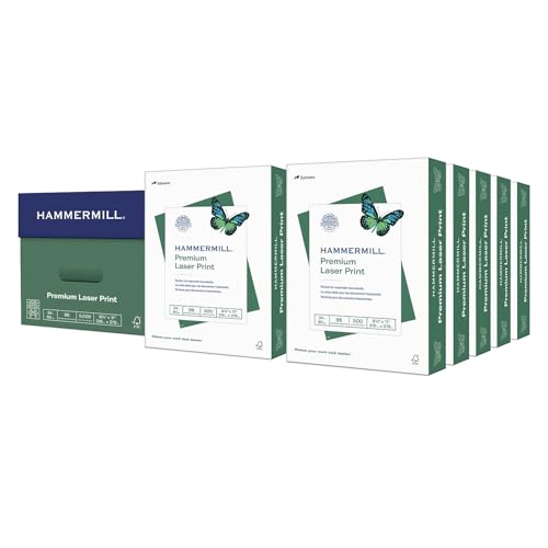 Hammermill Printer Paper, Premium Laser Print 24 lb, 8.5 x 11-10 Ream (5000 Sheets) - 98 Bright, Made in the USA, 104604C