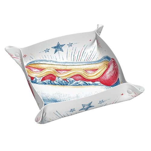 Hayyett Hot Dog Retro American Diner Aesthetic Valet Tray Leather