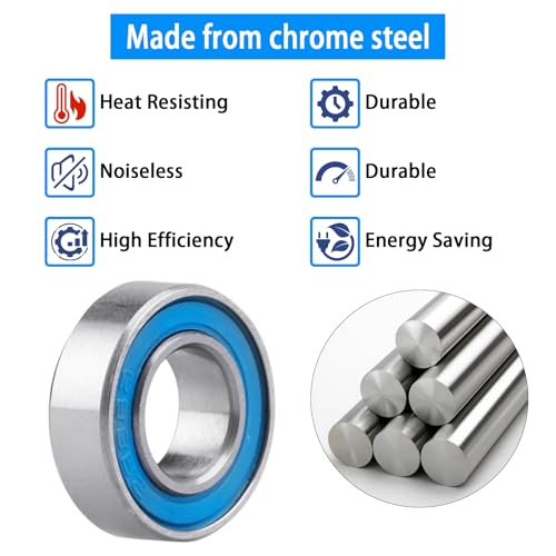 Image of 10pcs 688-2RS Ball Bearings - Miniature Deep Groove Ball Bearing Double Blue Rubber Sealed Chrome Steel for RC Cars /Planes /Drone /Robotics and Small Electric Motors(8x16x5mm)