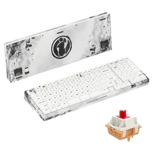 GATERON iG 98共同ブランドメカニカルゲーミングキーボード、ホットスワップ対応3モード有線/Bluetooth/2.4Gワイヤレスキーボード、WindowsおよびMac用RGBライト、PBTキーキャップ付き (スプラッシング・インク, Mini