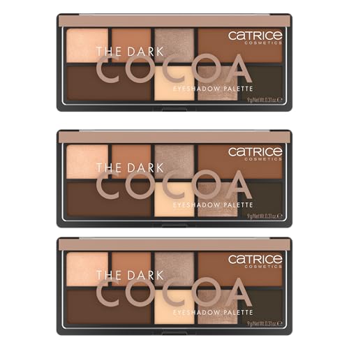 Catrice The Dark Cocoa Eyeshadow Palette, Lidschatten, Mehrfarbig, 8 Farben, intensiv, schimmernd, farbintensiv, glitzernd, vegan, ohne Mikroplastikpartikel, ohne Parfüm, ölfrei, 3er Pack (3x9g)
