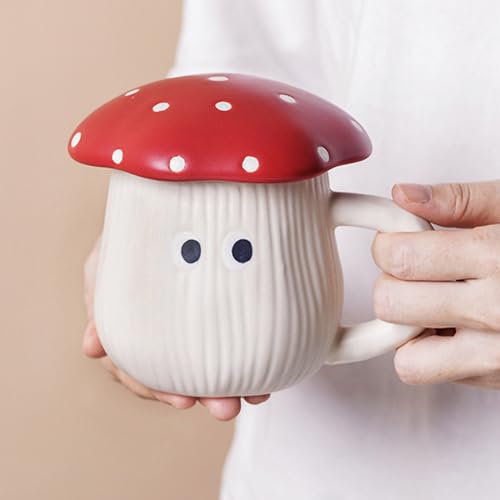 Taza de Cerámica con Tapa y Cuchara 420 ml con Forma de Hongo miniatura 7