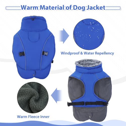 Dentrun Dog Cold Weather Coats Winter Warm Dog Coat Windproof Cozy Dog Jacket Thick Fleece Vest Water Repellent Apparel With Harness/Leash Hole & Reflective For Outdoor Small Medium Large Dogs #TOP4