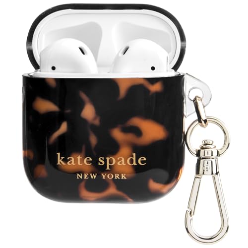 kate spade new york AirPods Protective Case with Keychain Ring - Tortoiseshell Compatible with AirPods 2nd / 1st Generation