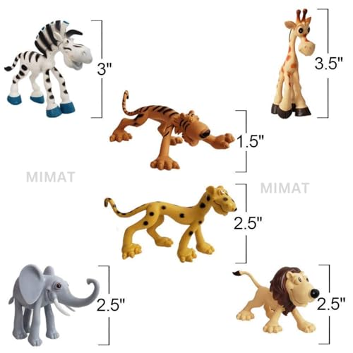 Image of Jungle Cartoon Wild Animal Toys Set|3-Inch Action Toy Figures | Big Size Figure Play Set for Kids | Set of 6 Animal Figurines | Durable & Fun Wildlife Adventure.
