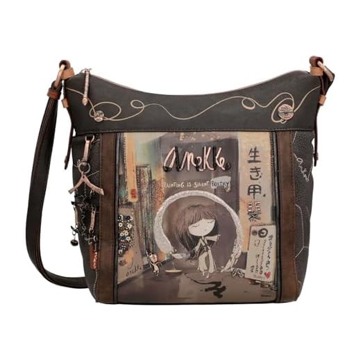 Anekke - Bandolera de Mujer Grande - Bandolera de Polipiel para Mujer con Correa Ajustable y Cierres de Cremallera Shoen - Accesorios y Complementos Mujer - Medidas 31x27x13 cm