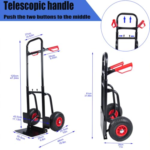 Carretilla de mano plegable con ruedas de goma 10" capacidad 150 kg miniatura 3