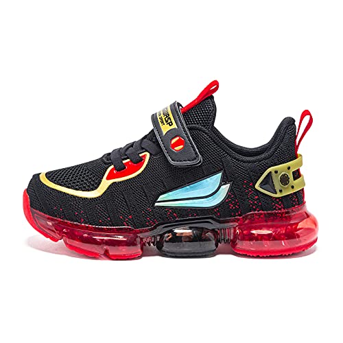 BIG WASP Tênis infantil Air Cushion leve, respirável, tênis de corrida para meninos e meninas, Preto