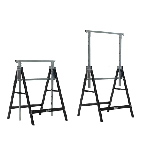 2 x Arbeitsbock 7-fach höhenverstellbar 80-130 cm bis 400 kg Stahl verzinkt lackiert schwarz grau Klappbock Gerüstbock Unterstellbock