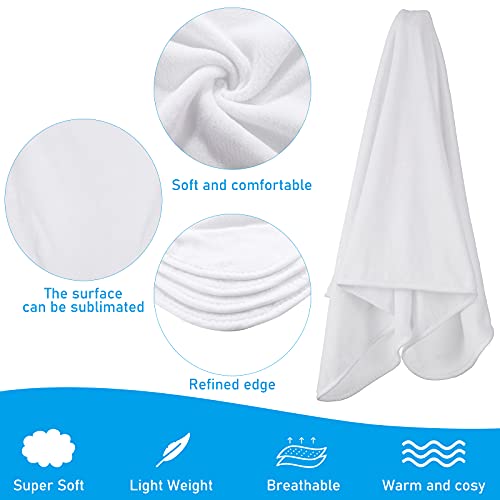 Nuanchu 1 Piece Baby Sublimation Blanket Blanks 31 x 47'' White Sublimation Throw Blanket Customized Soft Flannel Lightweight for Holiday Bed Travel Gifts Heat Press Bedroom Dorm
