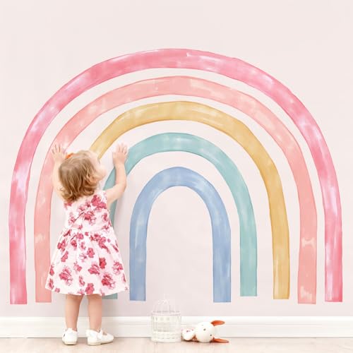 56x43 Large Rainbow Wall Decals Mural for Girls Nursery Peel and Stick Rainbow Vinyl Wall Art Stickers for Kids Toddlers Bedroom Playroom Classroom
