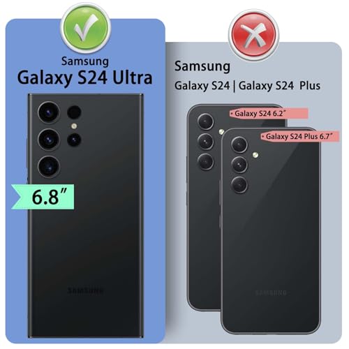 DuckSky for Samsung Galaxy S24 Ultra Genuine Leather Wallet case ?RFID Blocking??4 Credit Card Holder??Real Leather? Flip Folio Book Phone case Protective Cover Women Men for S24Ultra case Black