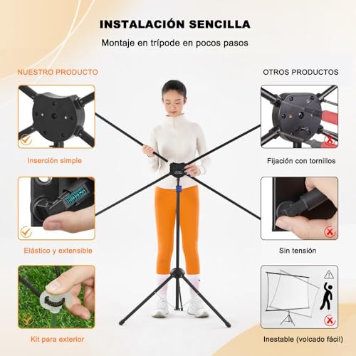 Miniatura 5 de Pantalla De Proyección Exterior, 100 Pulgadas 16:9, Pantalla De Proyector Con Soporte, Alto Ganancia, 4k, Pantalla De Proyector Portátiles, Diseño Resistente Al Viento, Para Cine En Casa Y Camping.