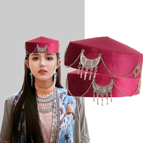 MHADBKH Chapeau kazakh ethnique à franges Tradition et Modernité - Parfait pour les amateurs de culture et les participants à des événements - Chapeau folk unisexe, Vert herbe, Taille unique – vue 6