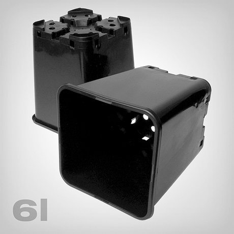 6 Litres, pot carré noir