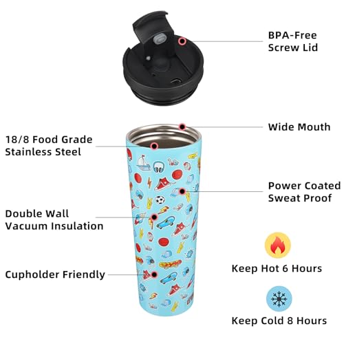 Image of BJPKPK 30 oz Coffee Tumbler with Straw, Insulated Stainless Steel Cup
