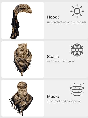 Image of FREE SOLDIER 100% Cotton Scarf Military Shemagh Tactical Desert Keffiyeh Head Neck Scarf Arab Wrap with Tassel 43x43 inches