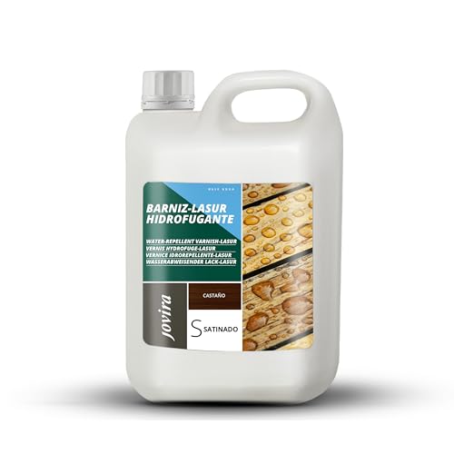 JOVIRA PINTURAS Impregnante legno, (2 Litri, Castagno), Lasur idrorepellente protettivo satinato all'acqua protegge, decora e impreziosisce tutti i tipi di legno. (2 Litri, Castagno). F-36