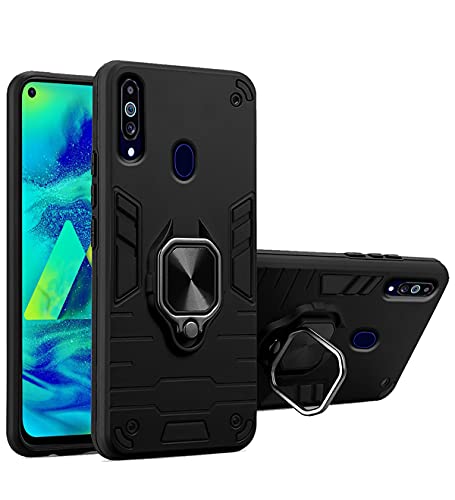 Image of Pikkme D5 Tough Armor Bumper Back Cover Case for Samsung Galaxy M40 |Ring Holder & Kickstand in-Built (Black)