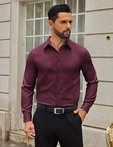 COOFANDY Mens Dress Shirts Long Sleeve Button Down Shirts Regular Fit Business Casual Shirts2