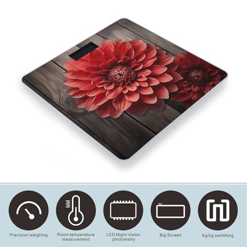 Báscula Digital de Baño Flower Red Dahlia 26x26 cm miniatura 3