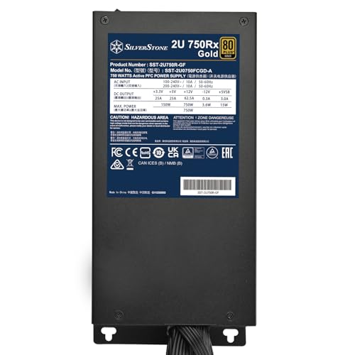 Image of SilverStone Technology 2U 750Rx Gold 80 Plus Gold 750W 2U Single Fixed Cable Power Supply, SST-2U750R-GF