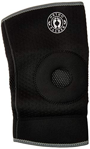 Joelheira de Neoprene Longa com Orifício Support, Ortho Pauher, Preto, Médio