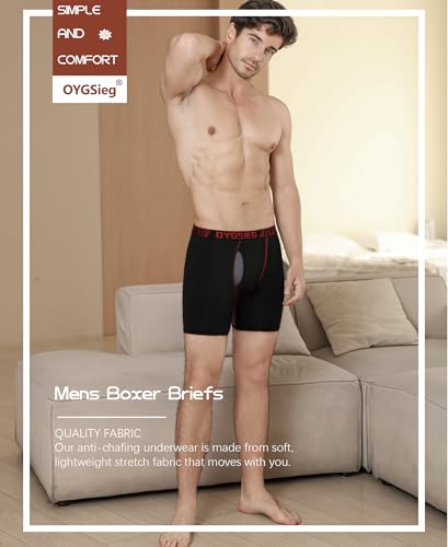 OYGSieg Men's Boxer Briefs,Fly with Built-in Total Support Pouch Moisture-Wicking Odor Control Cool Underwear for Men 5-Pack2